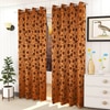 Abigail Brown Color Floral Long Door Curtain - Set of 2