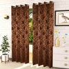 Elizabeth Brown Color Floral Door Curtain - Set of 2