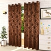 Elizabeth Brown Color Floral Long Door Curtain - Set of 2