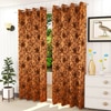 Aria Brown Color Floral Window Curtain   Set of 2