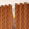 Leah Brown Color Abstract Long Door Curtain - Set of 2