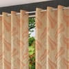 Artemis Orange Color Floral Window Curtain   Set of 2
