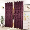 Mia Purple Color Floral Door Curtain - Set of 2