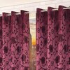Penelope Purple Color Floral Window Curtain   Set of 2