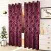 Penelope Purple Color Floral Window Curtain   Set of 2