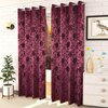 Penelope Purple Color Floral Door Curtain - Set of 2