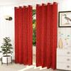 Lucia Red Color Floral Door Curtain - Set of 2