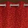 Lucia Red Color Floral Long Door Curtain - Set of 2