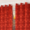 Nephele Red Color Geometric Window Curtain   Set of 2