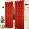 Nephele Red Color Geometric Door Curtain - Set of 2