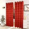 Nephele Red Color Geometric Long Door Curtain - Set of 2