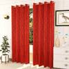 Genann Red Color Abstract Long Door Curtain - Set of 2