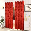 Ella Red Color Floral Door Curtain - Set of 2