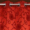 Ella Red Color Floral Door Curtain - Set of 2