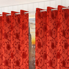 Ella Red Color Floral Door Curtain - Set of 2