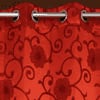 Ella Red Color Floral Long Door Curtain - Set of 2