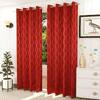 Grace Red Color Abstract Window Curtain   Set of 2