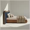 Elowen Softline King Size Bed in velvet With Oak wood Frame & Hydraulic Storage