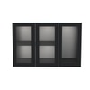 Aluminium Black Profile 3 Fluted Glass Handless Shutters Wall Cabinet In Slate Grey Finish