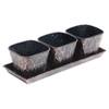 Metal Table Planters With Tray Set Of 4 In Copper And Black Colour