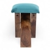 Dayton Sheesham Wood Accent Square Set of 2   Stools in Turquoise Sea Velvet Upholstery