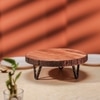 Ireka Homes Kaarigari Acacia Wood Trivet with Metal Legs (10.25x3.75 in)
