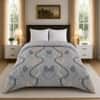 Grey Floral 300 GSM Cotton Double Bed Size Comforter from Threads