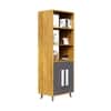 Hexa Engineered Wood Bookshelf Multipurpose Storage Rack in Giant Wood and Slate Grey Colour