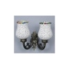 Gus Antique Metal Double Wall Mounted Lamp with Multicolor Mosaic Glass