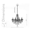 Vela 8 Arm Ceiling Chandelier In Brass  & Clear Finish With Glass Crystal Drops & Trim