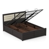 Ritz Solid Wood Queen Size Upholstered Bed With Hydraulic Storage (Mahagony Finish)