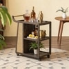 Yura Solid Wood And Cane Bar Trolley (Danish Walnut Finish)