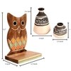 Wall Decor Owl Shelf with 2 Pots Handcrafted in Wood (6.5x4x9.2)
