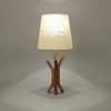 Vrikshya Wooden Table Lamp with Brown Base and Premium White Fabric Lampshade