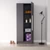Hexa Red Wooden 1 Door Wardrobe with Hanging Space in Slate Grey Colour