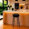 Doe Buck Tufted Counter Height Bar Stool in Black Colour with Gold Footrest