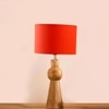 Devansh Orange Cotton Table Lamp With  Wood Natural Base (7X18.25 Inches)-5