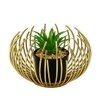 Golden Sphere Planter Set With Artificial Plant