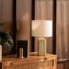 Ravello Handicrafted Table Lamp in Yellow and blue checks Colour