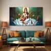 The Castle Decor Goddess Saraswati Wall Painting Wooden Framed 27x48 Inch (Style 1)