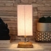 Eulalia Grey cotton table lamp with Square Natural Wood Base
