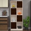 8 Shelves Semi Open Multipurpose Matrix Kitchen Cabinet In Rose Wood & Highland Pine Finish