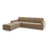 Apollo Compact Sofa (Colour : Fawn Velvet, Cushion : Hard, Back Type : Regular, Seating Capacity : Left Aligned 3 Seater + Left Aligned Chaise + Ottoman)