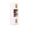 Hexa Red Crockery Unit Multipurpose Wooden Storage Cabinet in Frosty White Colour