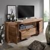 Baare Solid  Wood 2 Door With 2 drawer  Tv Cabinet  In Natural Finish