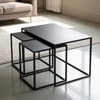 Modern Black Metal Coffee Table With Nesting Stools