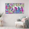 The Castle Decor Madhubani Art Wall Painting Wooden Framed Digital Painting 27x48 Inch