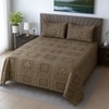Mud Brown Floral 400 TC Cotton Flat Queen Size Bedsheet With 2 Pillow Covers From Threads