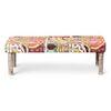 Asteria Solid Wood 2 Seater Bench In Multi Colour Israel Print Kantha Fabric