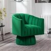 Morrow Swivel Solid Wood Round Chair in Green Colour